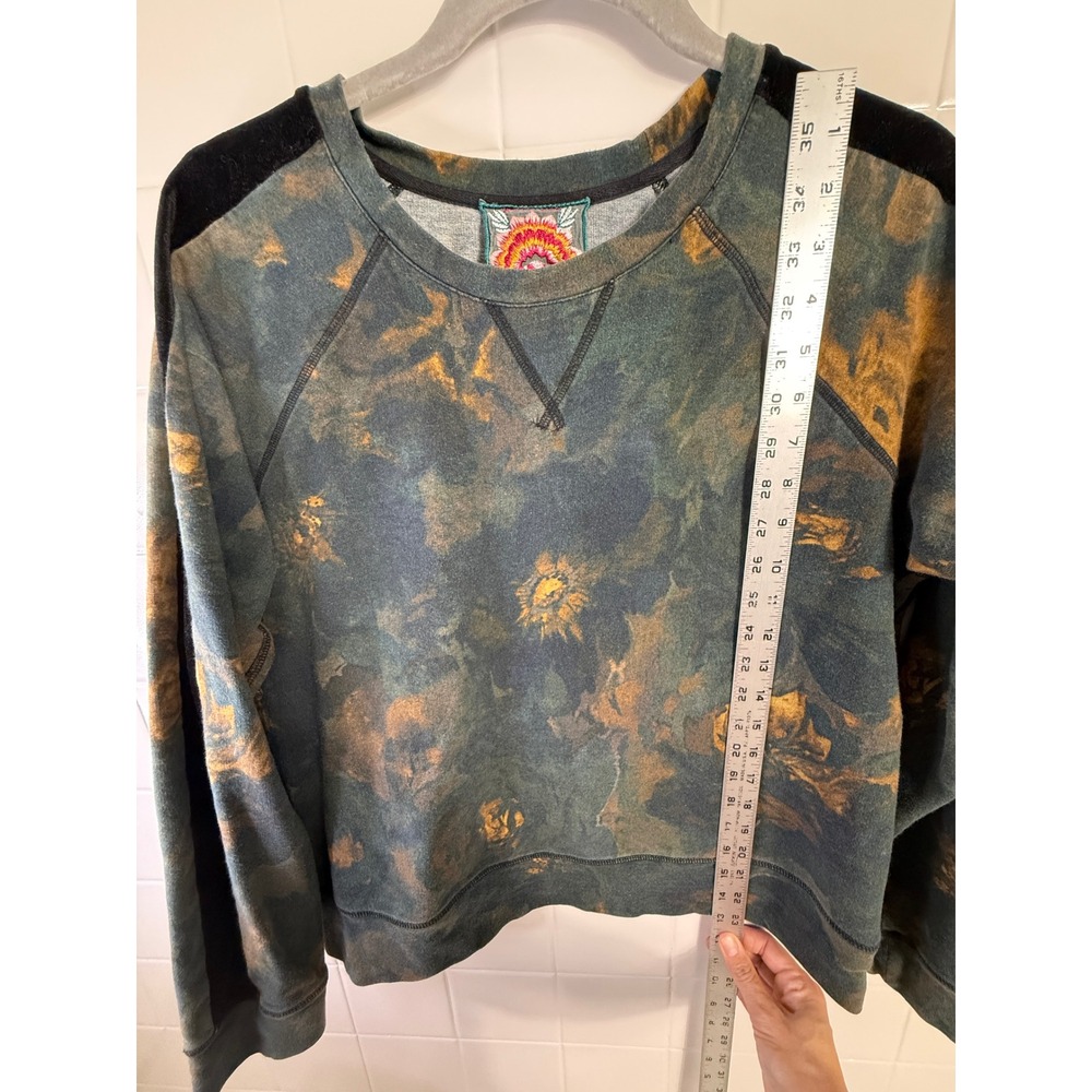 Johnny Was Los Angeles Floral Tie Dye Velvet Stripe Sweatshirt J17621-0 Teal M - Picture 8 of 9
